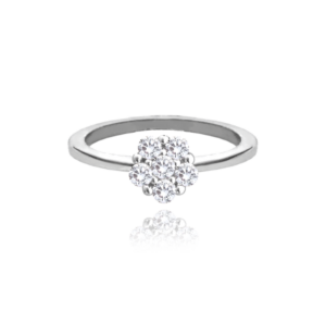 MINET Dětský stříbrný prsten KYTIČKA s bilými zirkony vel. 48