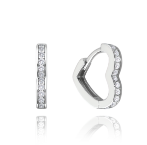 MINET Stříbrné náušnice SRDÍČKA s bílými zirkony