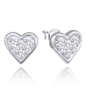 MINET Stříbrné náušnice srdíčka se zirkony