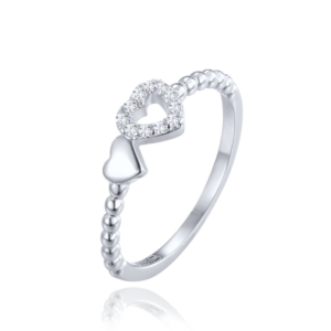 MINET Stříbrný prsten dvě srdce vel. 56