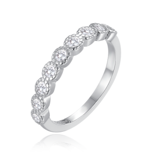 MINET Dětský stříbrný prsten s bílými zirkony vel. 48