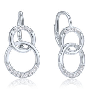 MINET Luxusní stříbrné náušnice s bílými zirkony