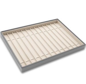 MINET Šedo-béžové prezentační plato na šperky – 14x náramek – 31,5 x 22,5 cm