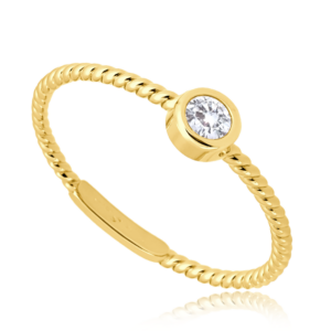MINET Zásnubní zlatý prsten s bílým zirkonem Au 585/1000 vel. 58 – 1,05g