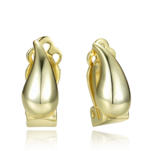 MINET Pozlacené stříbrné náušnice kapky na klipsy pro uši bez dírek