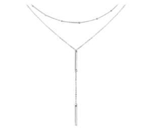 MINET Dvojitý stříbrný náhrdelník s tyčkami
