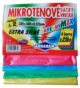 Mikrotenové sáčky vel. 200×300, barevný mix, 4x25ks