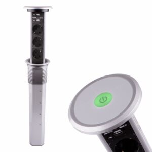 Design Light výsuvný automatický zásuvkový sloupek LIFT BOX 3x230V + 2xUSB Barva hliník