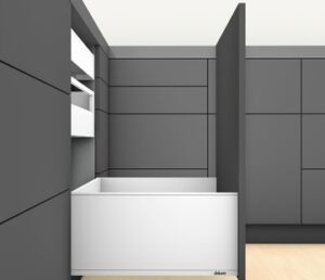 BLUM Legrabox pure bílý – sada F 600 / 70 kg bez čelního kování