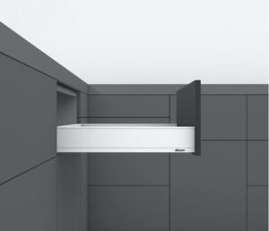BLUM Legrabox pure bílý – sada M 650 / 70 kg bez čelního kování