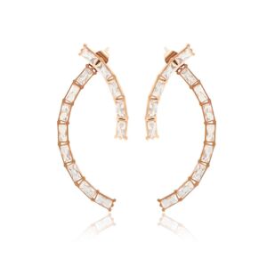 Visací dvojité náušnice ROSE GOLD s kamínky