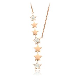 Dlouhý náhrdelník HVĚZDY ROSE GOLD s kamínky
