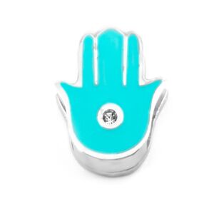 Přívěsek na plochý náramek HAMSA s kamínkem MODRÝ