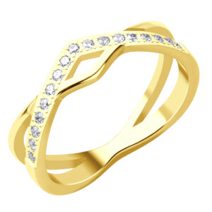 Prsten TIARA s kamínky GOLD
