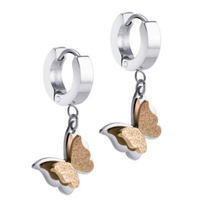 Visací náušnice MOTÝLCI s pískováním ROSE GOLD