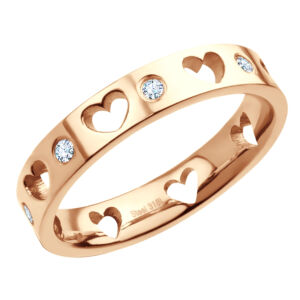 Prsten SRDCE s kamínky ROSE GOLD