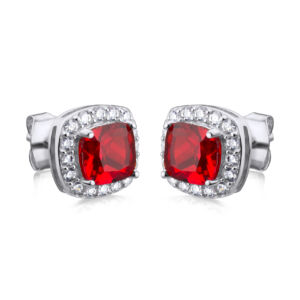Stříbrné náušnice CRYSTAL ČERVENÉ