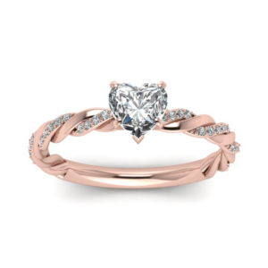 Stříbrný proplétaný prsten se srdíčkem ROSE GOLD