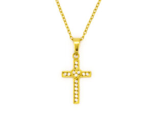 Náhrdelník KŘÍŽEK s kamínky GOLD