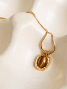 Náhrdelník DAX HNĚDÝ 18K GOLD PLATED