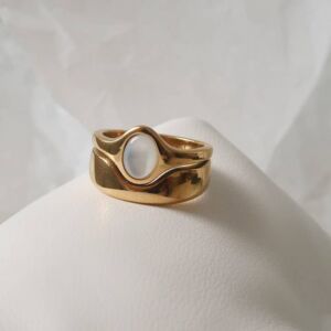 Prsten ALOUETTE BÍLÝ 18K GOLD PLATED