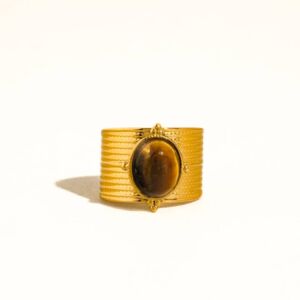 Prsten OASIS HNĚDÝ 18K GOLD PLATED