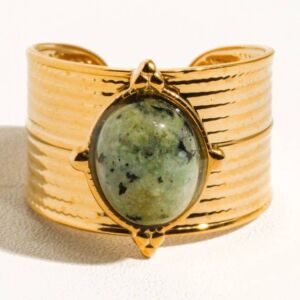 Prsten OASIS ZELENÝ 18K GOLD PLATED