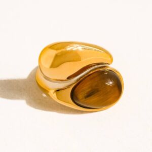 Prsten SLOAN HNĚDÝ 18K GOLD PLATED