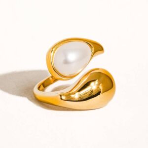Prsten SLOAN BÍLÝ 18K GOLD PLATED