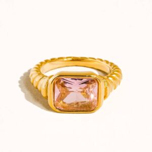Prsten LAVERNE RŮŽOVÝ 18K GOLD PLATED