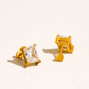 Náušnice AVENN OBDÉLNÍK 18K GOLD PLATED