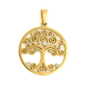 Přívěsek STROM ŽIVOTA GOLD s kamínky
