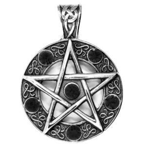 Přívěsek PENTAGRAM s kamínky ČERNÝ