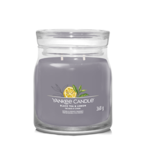 Yankee Candle vonná svíčka Signature ve skle střední Black Tea & Lemon 368g