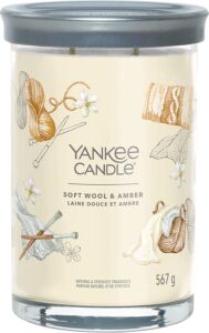 Yankee Candle vonná svíčka Tumbler ve skle velká Soft Wool & Amber 567g