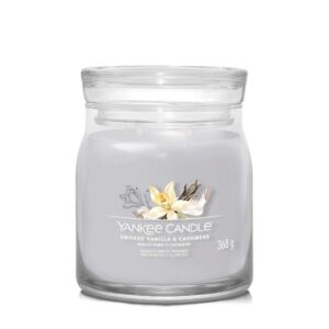 Yankee Candle vonná svíčka Signature ve skle střední Signature Smoked Vanilla & Cashmere 368g
