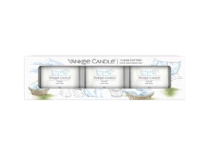 Yankee Candle votivní svíčka ve skle Clean Cotton 3x37g